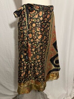 Reversible Magic Wrap Skirt Boho Paisley Festival One Size Whimsygoth
